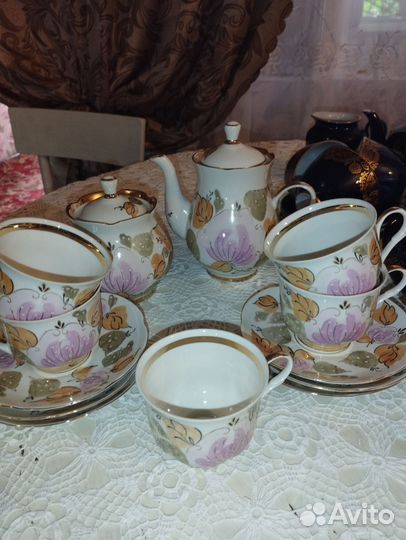 Сервиз чайный СССР тонкий фарфор
