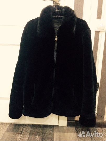 Мужская мутоновая шуба с норковым воротником отс