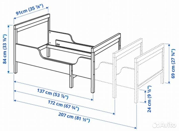 Растущая кровать IKEA sundvik