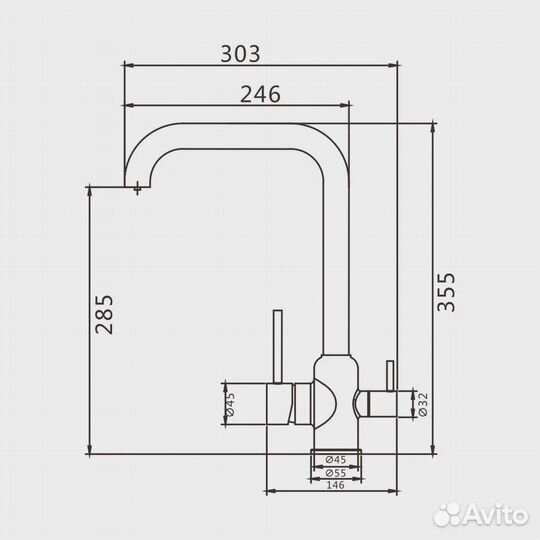 Смеситель для кухни с подключением фильтра Shevanik S268B, сатин