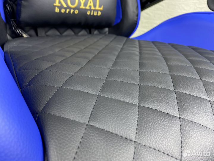 Компьютерное кресло экокожа синее игровое