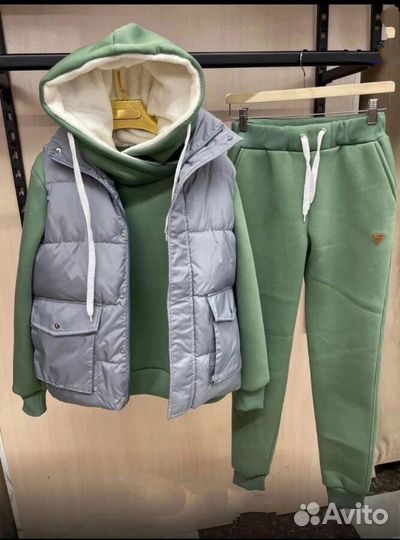 Утеплённый женский спортивный костюм с жилет 44-54