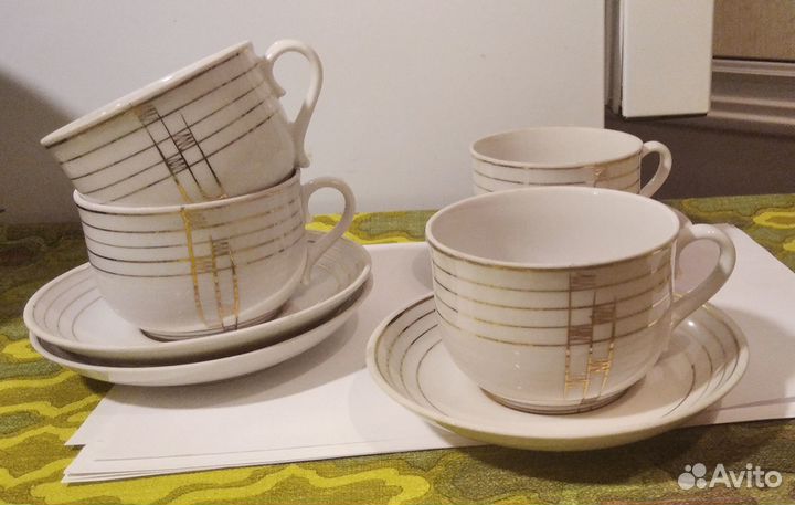 Чайные пары,блюдца+чашки,разных лет и заводов