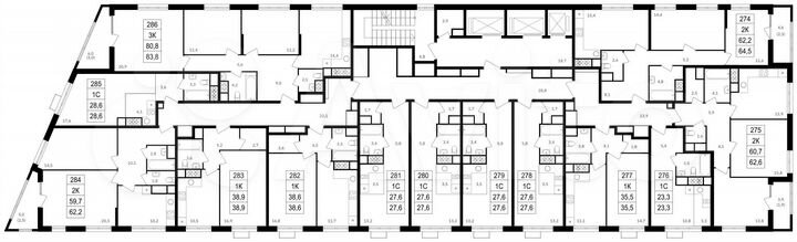 3-к. квартира, 83,8 м², 23/25 эт.