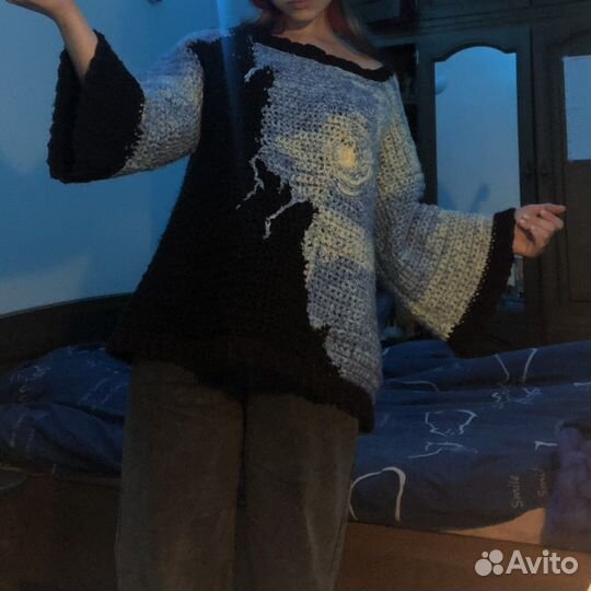 Вязаный свитер, жилетка, топ, ручная работа