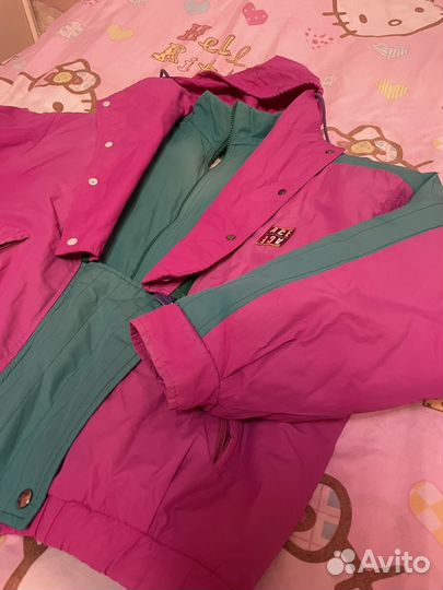 Винтажная куртка y2k зелено-розовая