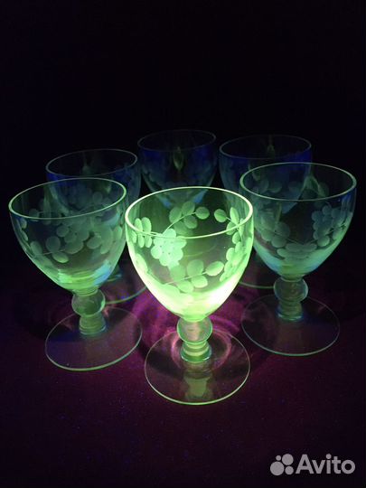 Рюмки старинные 1920-е годы с рисунком 6 шт