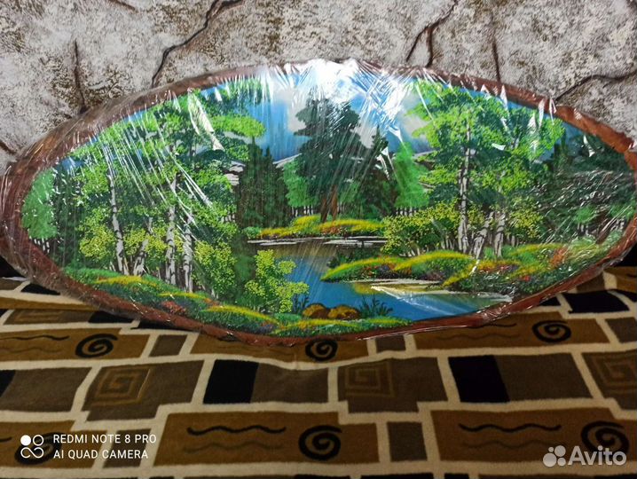 Картина на срезе дерева