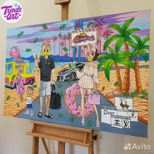 Модные картины маслом в интерьер гостиной