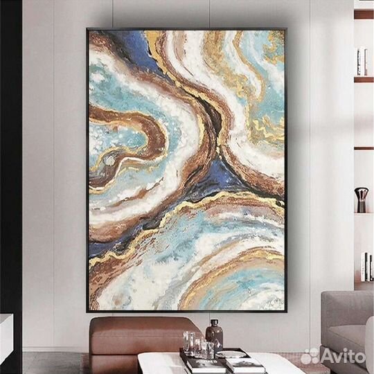 Картина маслом абстракция с золотом
