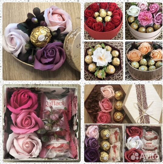 Букет из мыльных роз/шар баблс/набор со сладостями