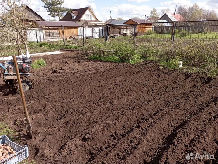 Вспашка земли мотоблоком