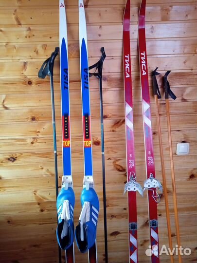 Лыжи беговые tisa с ботинками и палками