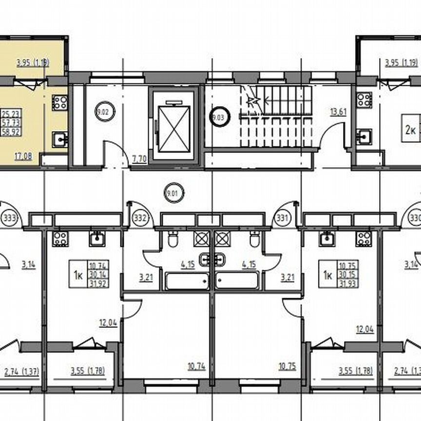 2-к. квартира, 58,9 м², 9/12 эт.