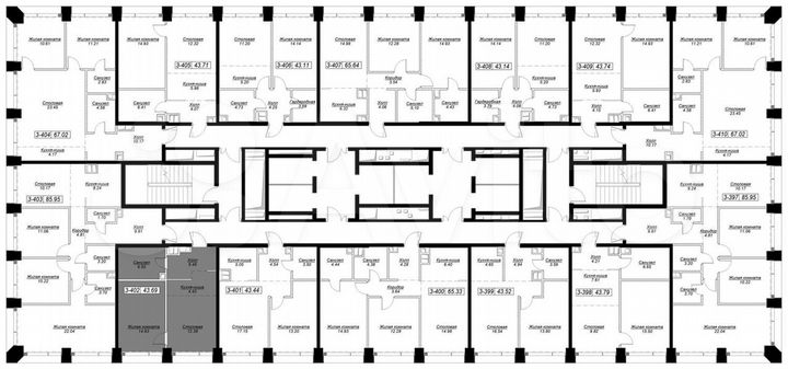 1-к. квартира, 43,6 м², 33/55 эт.