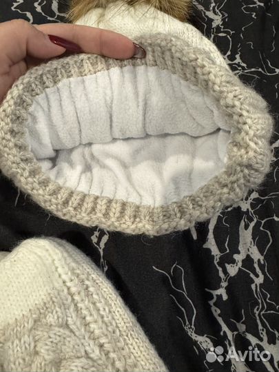 Шапка с варежками