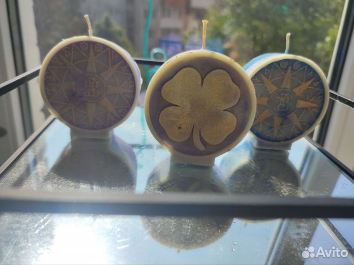 Свечи ручной работы. Пентакль и клевер