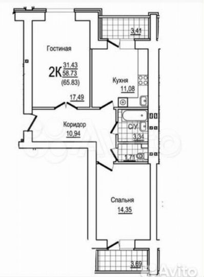 2-к. квартира, 68,5 м², 3/10 эт.