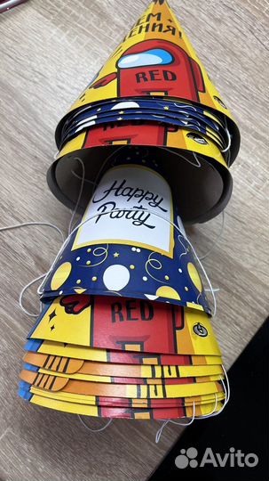 Колпачки бумажные с Днем рождения