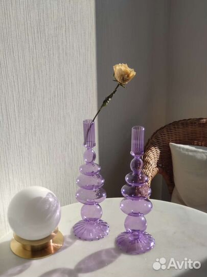 Подсвечник цветное стекло в стиле hm home