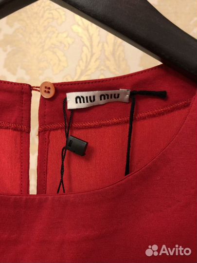 Футболка Miu Miu, красная, размер xs