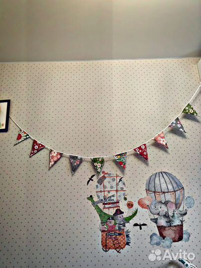 Гирлянда флажки текстильная в детскую