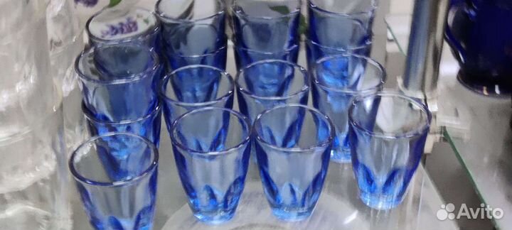 Стопки. Синее стекло. Клеймо. СССР