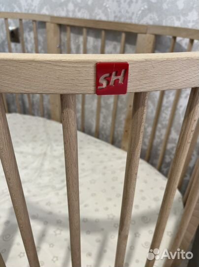 Кроватка 8в1 из бука, 2 матраса, простынки