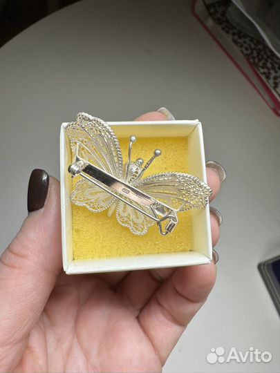 Брошь бабочка серебро 925 филигрань Лефкара Кипр
