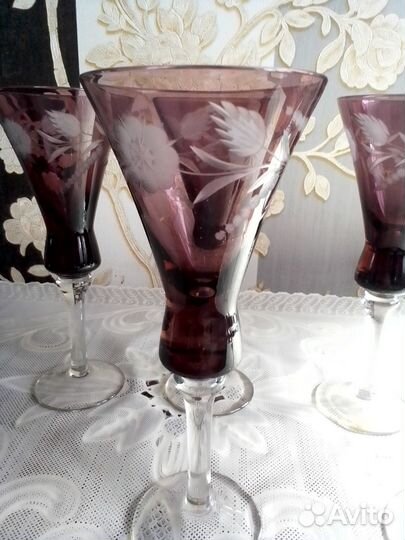 Фужеры цветное стекло СССР винтаж