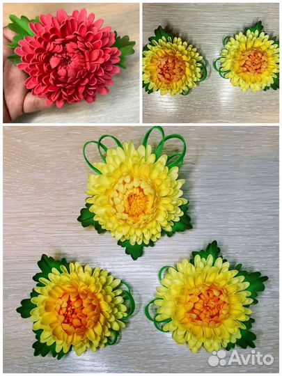 Осенние бантики. Резинки хризантемы