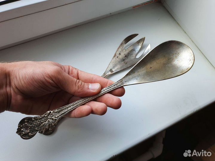 Вилка и ложка серебрение Европа
