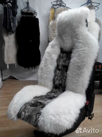 Меховая накидка на сиденье, мех Лисы, Белая