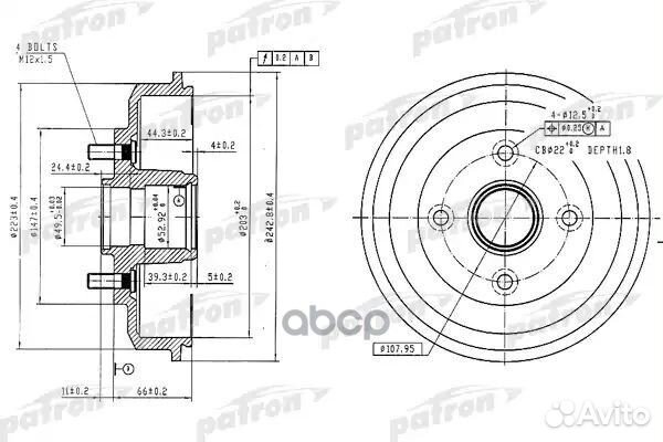 Барабан тормозной задн ford: focus 98-04, focus