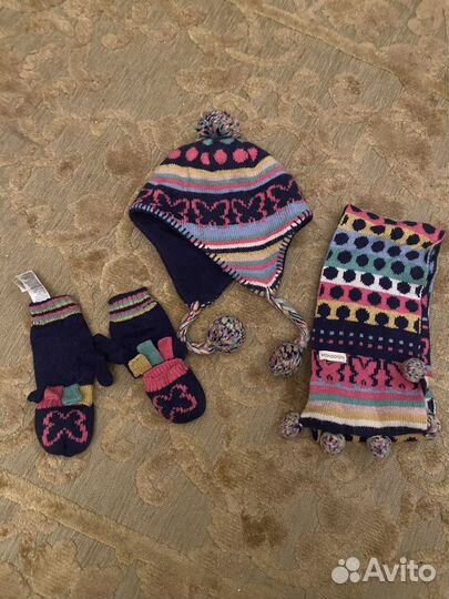 Набор шапка, шарф, перчатки для девочки