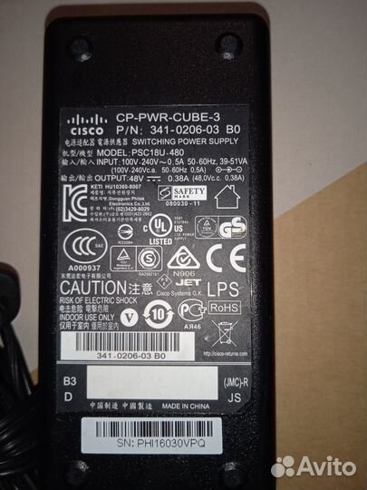 Блок питания/адаптер 48V/0,38A cisco