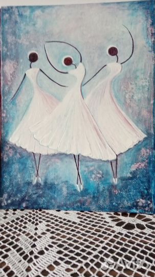 Картина акрилом на холсте балерина