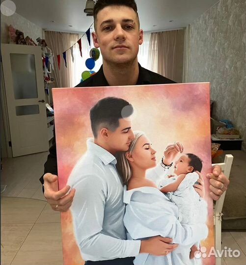 Портрет на холсте c фото