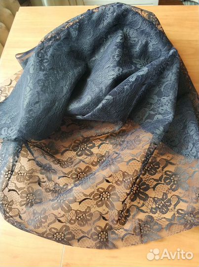 Ткань кружевная гипюр черный (цена за отрез 2,1м)