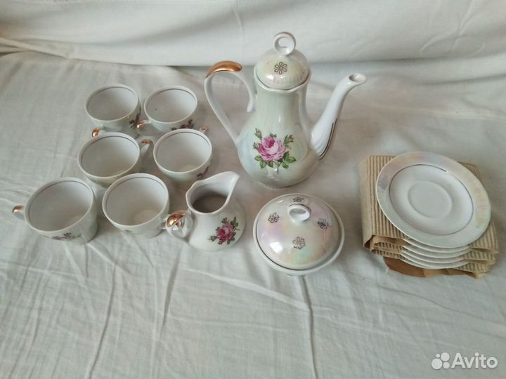 Сервиз кофейный фарфор Роза гдр на 6 персон