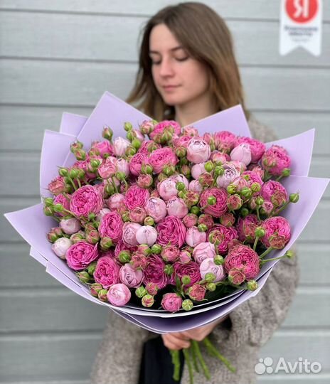 Розы кустовые пионовидные, цветы, розы букет