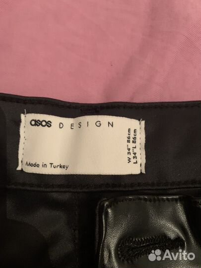 Штаны кожаные блестящие ASOS W32 L32