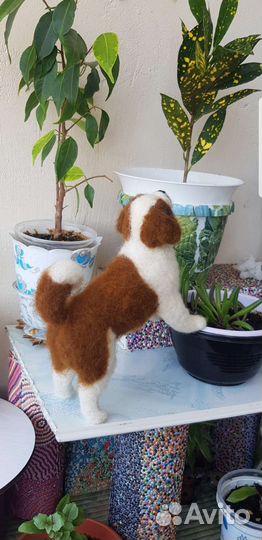 Сенбернар. Валяная фигурка