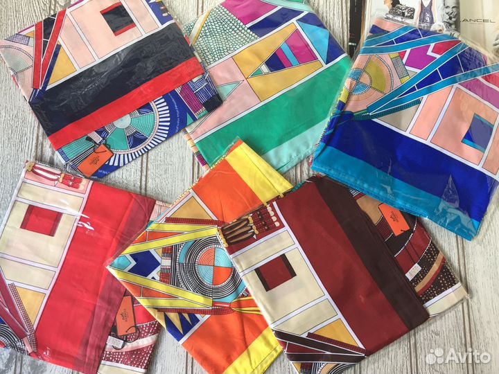 Платок шаль Hermes. Оранжевый. 6 цв