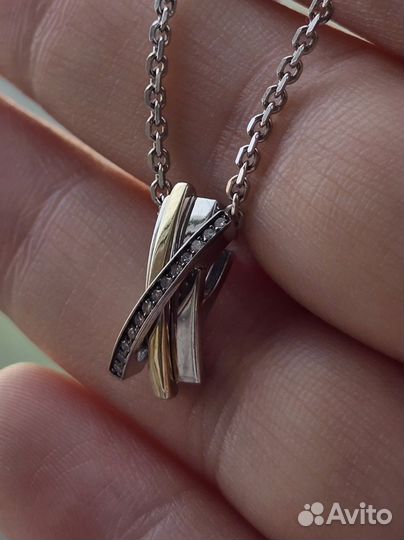 Подвеска кулон белое золото с бриллиантами