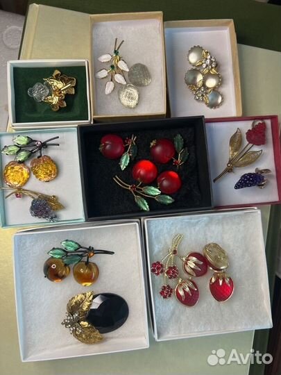 Брошь винтаж Austria австрийские фрукты яблочки