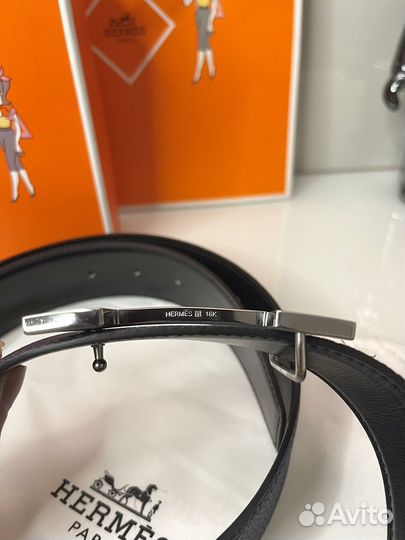 Мужской двусторонний кожаный ремень Hermes