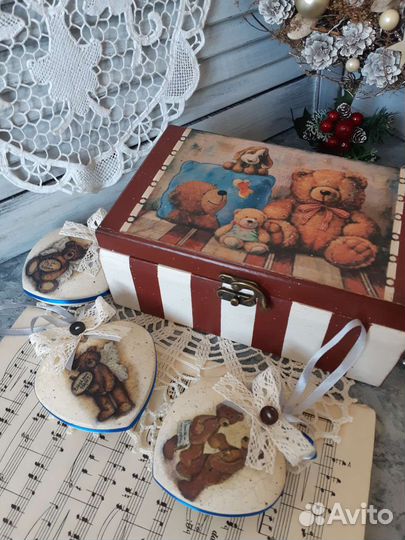 Шкатулка мишка тедди с игрушками