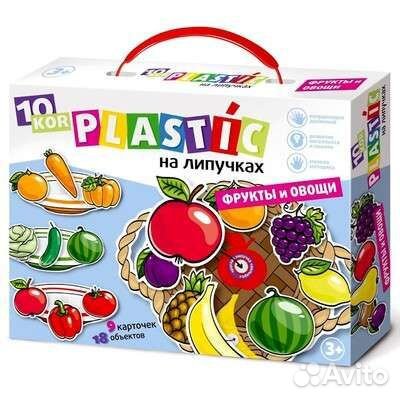 Игра настольная Пластик на липучках фрукты овощи