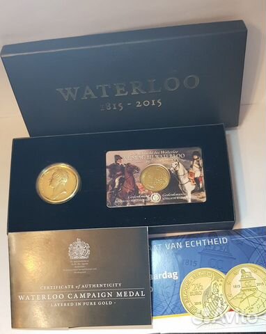 Настольная медаль и монета 200 лет Ватерлоо объявление продам